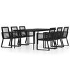 vidaXL Set Mobili da Pranzo per Giardino 7 pz Nero