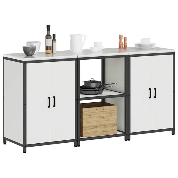 vidaXL Set di Stoccaggio per Cucina con lo scaffale 3 pcs Bianco