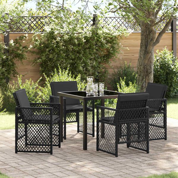 vidaXL Set da Pranzo per Giardino 5 pcs Nero polyrattan