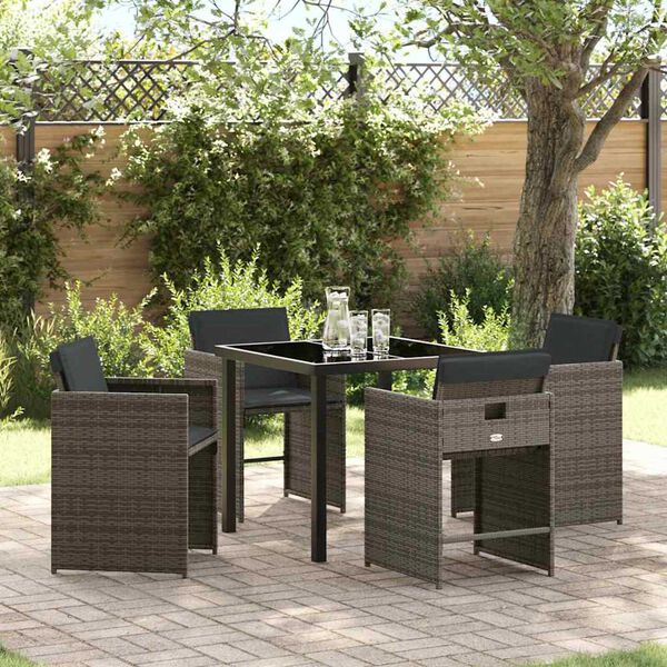 vidaXL Set da Pranzo per Giardino 5 pcs Grigio polyrattan