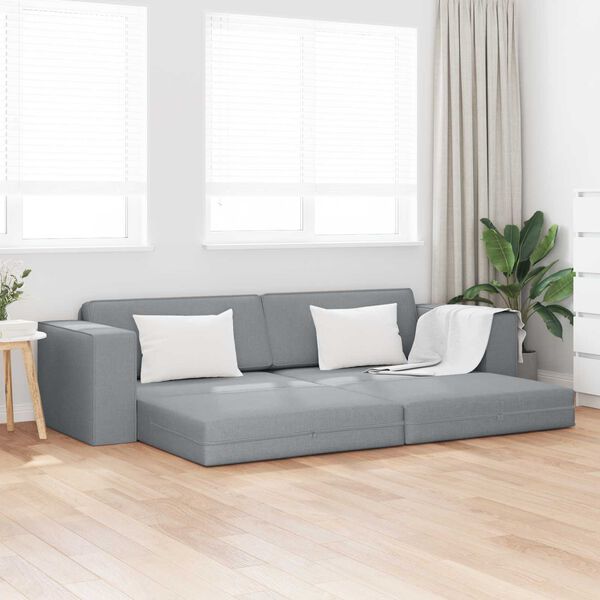 vidaXL Divano letto 200cm Grigio chiaro Tessuto