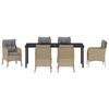 vidaXL Set da Pranzo per Giardino con cuscino 7 pcs Beige polyrattan