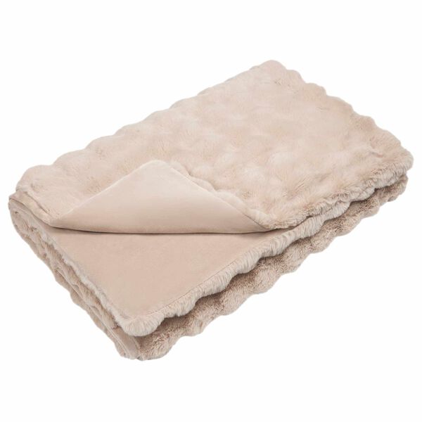 vidaXL Coperta in Pelliccia di Coniglio Finta Beige 150 x 220 cm