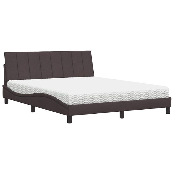 vidaXL Letto con Materasso Hanko Marrone Scuro 160x200cm Tessuto