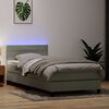 vidaXL Letto a Molle con Materasso e LED grigio chiaro 90x210 cm Velluto