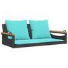 vidaXL Panchina a Dondolo con Cuscini Nera 109x62x40 cm in Polyrattan