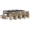 vidaXL Set Pranzo da Giardino 13 pz con Cuscini Beige Misto Polyrattan