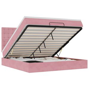 vidaXL Struttura Letto Pouf con Materassi Rosa 180x200 cm Velluto