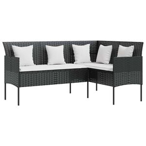 vidaXL Divano a Forma di L con Cuscini in Polyrattan Nero
