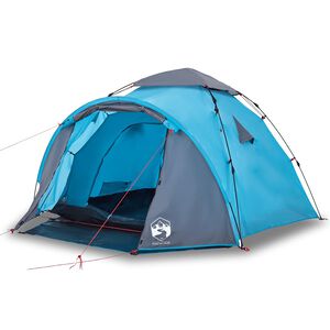 vidaXL Tenda a Cupola da Campeggio 3 Persone Blu a Rilascio Rapido