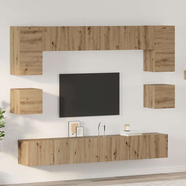 vidaXL Set mobile TV 8 pcs Rovere artigianale Legno multistrato