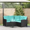 vidaXL Divano da giardino 2 pcs Nero e Turchese Poly Rattan