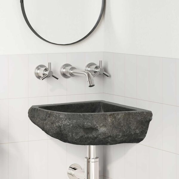 vidaXL Lavabo Grigio (30-37) x (30-37) x 12 cm Pietra di Fiume