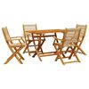 vidaXL Set Pranzo da Giardino 5 pz Beige Polipropilene/ Legno Massello