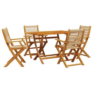 vidaXL Set Pranzo da Giardino 5 pz Beige Polipropilene/ Legno Massello