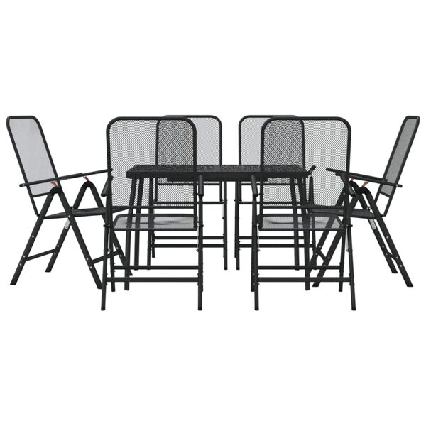 vidaXL Set da Pranzo da Giardino 7pz Antracite in Rete Metallica