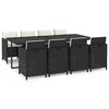 vidaXL Set da Pranzo da Giardino 9 pz con Cuscini Nero in Polyrattan