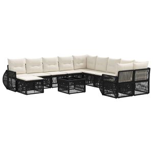 vidaXL Set Divano da Giardino 12 pcs Nero polyrattan