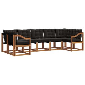 vidaXL Set di divani da esterno 7 pz Naturale e Nero