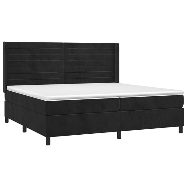 vidaXL Letto a Molle con Materasso e LED Nero 200x200 cm in Velluto