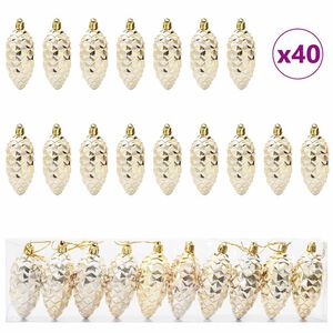 vidaXL Palla di pino di Natale 40 pz Oro 4 x 9 cm Plastica