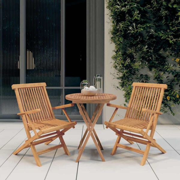 vidaXL Set da Pranzo per Giardino 3 pz in Legno Massello di Teak