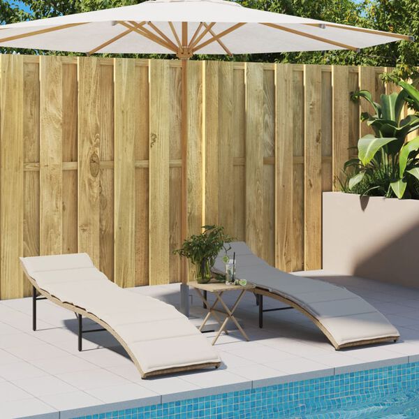 vidaXL Lettini Prendisole 2 pz con Cuscini Beige in Polyrattan