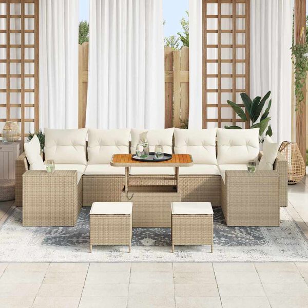 vidaXL Set Divano da Giardino 10 pcs Beige polyrattan