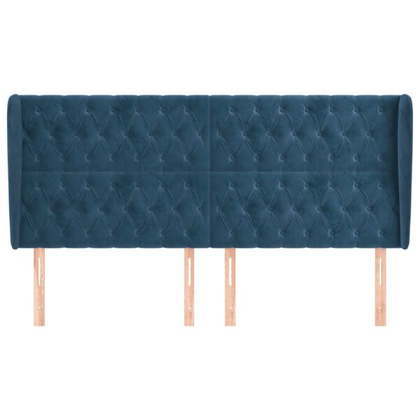 vidaXL Testiera ad Orecchio Blu Scuro 183x23x118/128 cm in Velluto