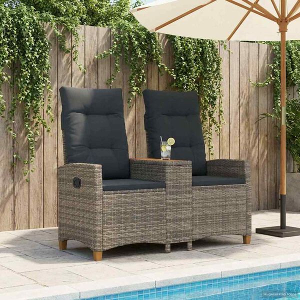 vidaXL Panchina reclinabile con tavolo Grigio e Grigio Scuro