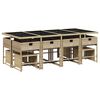 vidaXL Set Pranzo da Giardino 13 pz con Cuscini Beige Misto Polyrattan