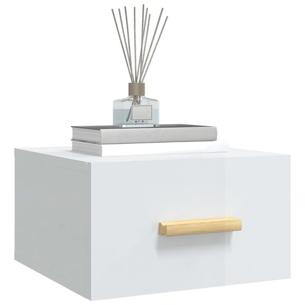 vidaXL Comodini a Muro 2 pz Bianco Lucido 35x35x20 cm