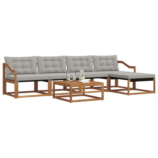 vidaXL Set di divani da esterno 6 pcs Grigio Naturale e Chiaro
