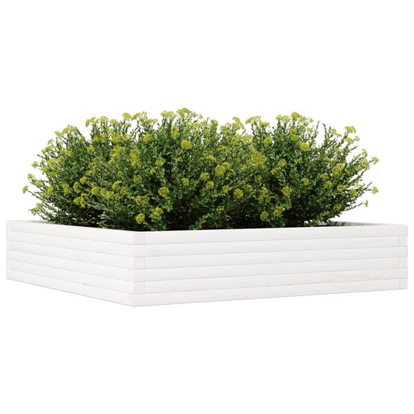 vidaXL Fioriera da Giardino Bianca 110x110x23cm Legno Massello di Pino