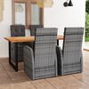 vidaXL Set da Pranzo per Giardino 5 pz con Cuscini Polyrattan Grigio