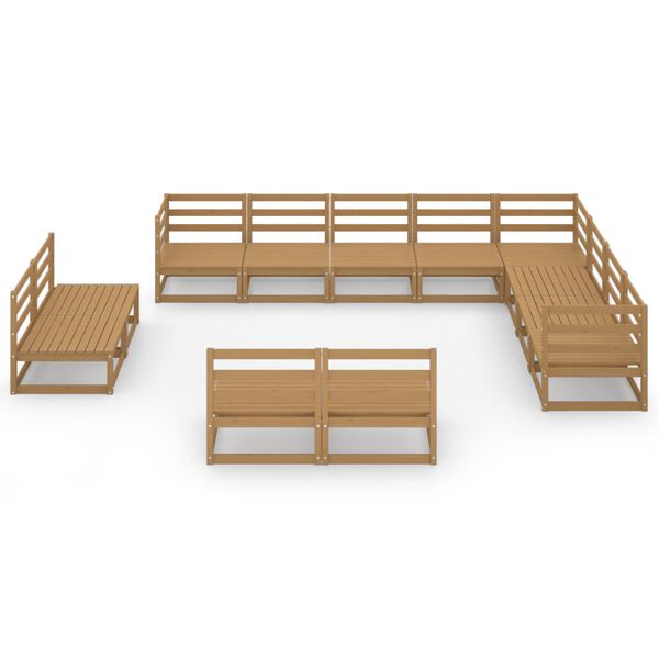 vidaXL Set Salotto da Giardino 12pz Marrone Ambra Legno Massello Pino