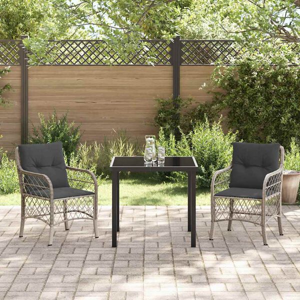 vidaXL Set da Pranzo per Giardino 3 pcs Grigio chiaro polyrattan