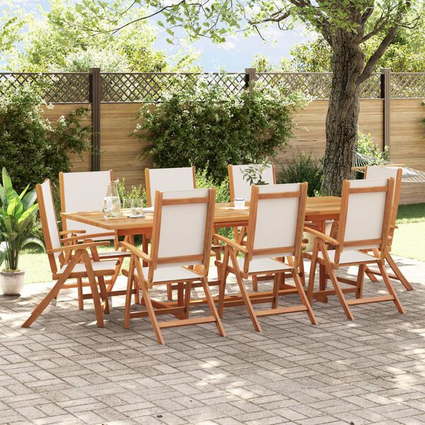 vidaXL Set Pranzo da Giardino 9pz Legno Massello di Acacia e Textilene