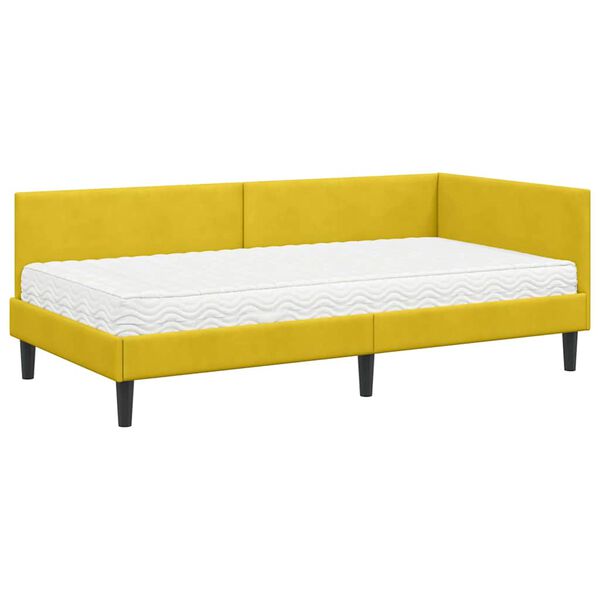 vidaXL Struttura Letto Angolare con Materasso 2 pcs Giallo Velluto
