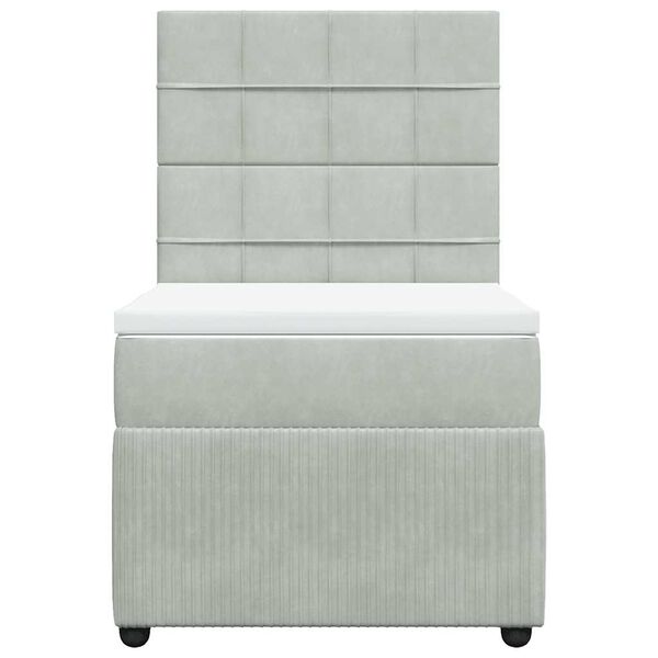 vidaXL Giroletto a Molle con Materasso Grigio Chiaro 90x200 cm Velluto