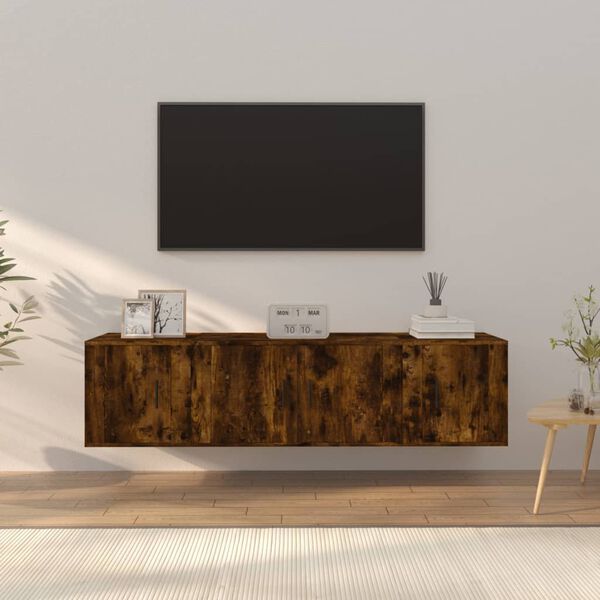 vidaXL Set Mobili Porta TV 3 pz Rovere Fumo in Legno Multistrato