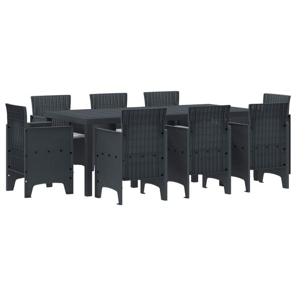 vidaXL Set da Pranzo per Giardino 9 pcs Antracite Rattan Polt