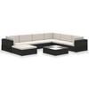 vidaXL Set Divani da Giardino 8 pz con Cuscini in Polyrattan Nero