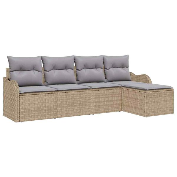 vidaXL Set Divano da Giardino 5 pcs Beige polyrattan