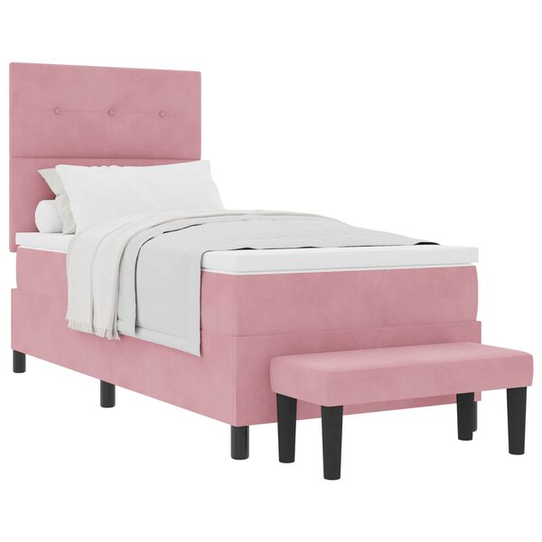 vidaXL Letto a molle con materasso Rosa 90 x 190 cm Velluto