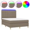 vidaXL Letto a Molle con Materasso e LED Tortora 140x200 cm in Tessuto