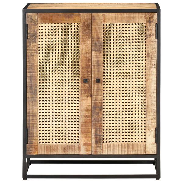 vidaXL Credenza 60x35x75 cm in Legno di Mango Grezzo e Canna Naturale