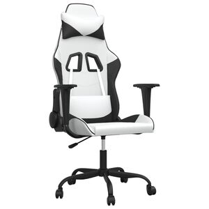 vidaXL Sedia da Gaming Massaggiante Bianco e Nero in Similpelle