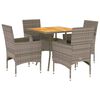 vidaXL Set Pranzo Giardino 5 pz con Cuscini Grigio Polyrattan Acacia