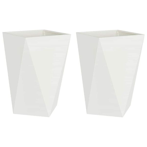 vidaXL Fioriera 2 pcs Bianco 50 x 50 x 75 cm Acciaio